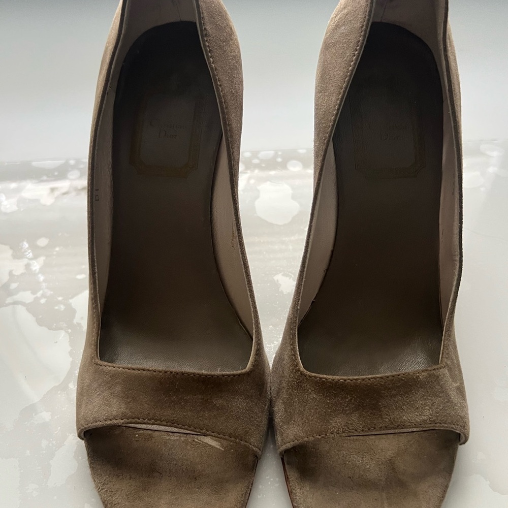 Dior Tan Suede Wedge Heels